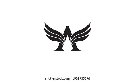 Creative Black Wings A Letter alphabet Logo Vector Design Symbol