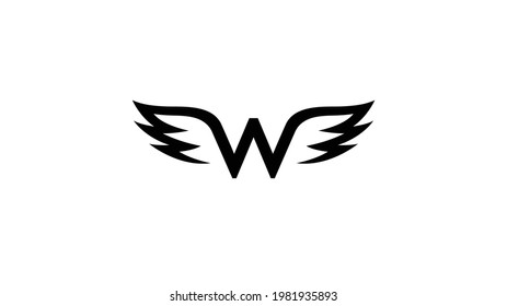 Creative Black Wings W Letter alphabet Logo Vector Design Symbol