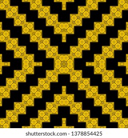 creative black yellow Art Deco pattern in ethnic style Aztec style hipster style