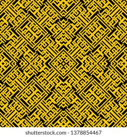 creative black yellow Art deco Abstract geometric pattern with lines, rhombuses A seamless vector background texture