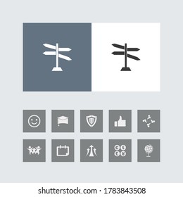 Creative Blank Road Sign Icon with Bonus Icons.