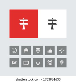 Creative Blank Road Sign Icon with Bonus Icons.