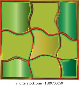 Creative blend of greens in mosaic pattern.