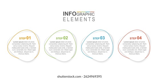 Creative blob shaped infographic with four colorful steps