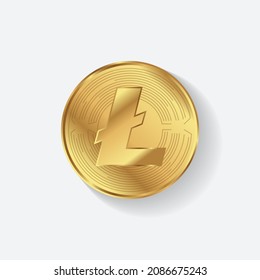 Creative block chain based crypto currency Litecoin (LTC) vector illustration isolated logo. Can be used as sticker, icon, label, emblem, symbol or print design.