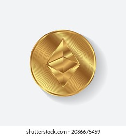 Creative block chain based crypto currency Ethereum (ETH) vector illustration isolated logo. Can be used as sticker, icon, label, emblem, symbol or print design.