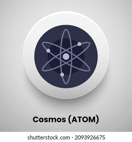 Creative block chain based crypto currency Cosmos (ATOM) logo vector illustration design. Can be used as currency icon, badge, label, symbol, sticker and print background template
