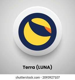 Creative block chain based crypto currency Terra (LUNA) logo vector illustration design. Can be used as currency icon, badge, label, symbol, sticker and print background template