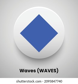 Creative block chain based crypto currency Waves (WAVES) logo vector illustration design. Can be used as currency icon, badge, label, symbol, sticker and print background template