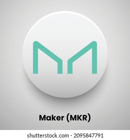 Creative block chain based crypto currency Maker (MKR) logo vector illustration design. Can be used as currency icon, badge, label, symbol, sticker and print background template