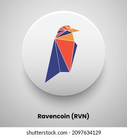 Creative block chain based crypto currency Ravencoin (RVN) logo vector illustration design. Can be used as currency icon, badge, label, symbol, sticker and print background template