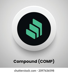 Creative Block Chain Based Crypto Currency Compound (COMP) Logo Vector Illustration Design. Can Be Used As Currency Icon, Badge, Label, Symbol, Sticker And Print Background Template