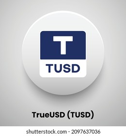 Creative block chain based crypto currency TrueUSD (TUSD) logo vector illustration design. Can be used as currency icon, badge, label, symbol, sticker and print background template