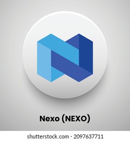 Creative block chain based crypto currency Nexo (NEXO) logo vector illustration design. Can be used as currency icon, badge, label, symbol, sticker and print background template