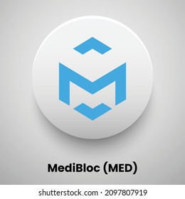 Creative block chain based crypto currency MediBloc (MED) logo vector illustration design. Can be used as currency icon, badge, label, symbol, sticker and print background template