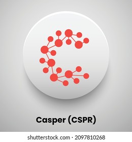 Creative block chain based crypto currency Casper (CSPR) logo vector illustration design. Can be used as currency icon, badge, label, symbol, sticker and print background template