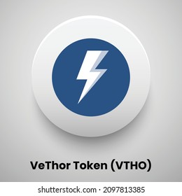 Creative block chain based crypto currency VeThor Token (VTHO) logo vector illustration design. Can be used as currency icon, badge, label, symbol, sticker and print background template