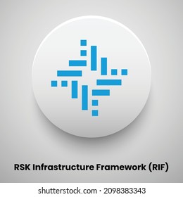 Creative block chain based crypto currency RSK Infrastructure Framework (RIF) logo vector illustration design. Can be used as currency icon, badge, label, symbol, sticker and print background template