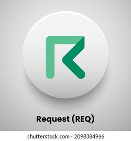 Creative block chain based crypto currency Request (REQ) logo vector illustration design. Can be used as currency icon, badge, label, symbol, sticker and print background template