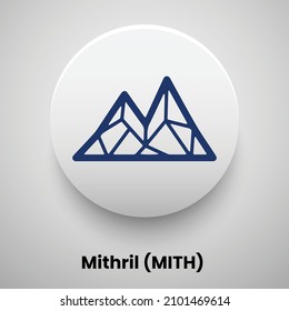 Creative block chain based crypto currency Mithril (MITH) logo vector illustration design. Can be used as currency icon, badge, label, symbol, sticker and print background template