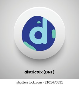 Creative block chain based crypto currency District0x (DNT) logo vector illustration design. Can be used as currency icon, badge, label, symbol, sticker and print background template