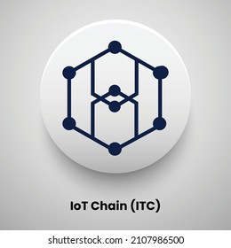 Creative block chain based crypto currency IOT Chain (ITC) logo vector illustration design. Can be used as currency icon, badge, label, symbol, sticker and print background template