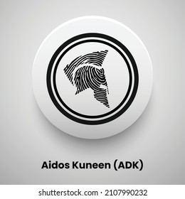 Creative block chain based crypto currency Aidos Kuneen (ADK) logo vector illustration design. Can be used as currency icon, badge, label, symbol, sticker and print background template