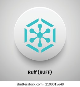 Creative block chain based crypto currency Ruff (RUFF) logo vector illustration design. Can be used as currency icon, badge, label, symbol, sticker and print background template