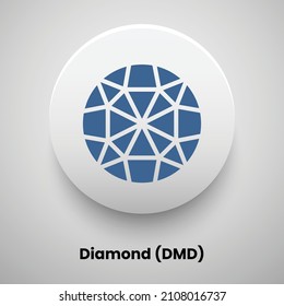 Creative block chain based crypto currency Diamond (DMD) logo vector illustration design. Can be used as currency icon, badge, label, symbol, sticker and print background template