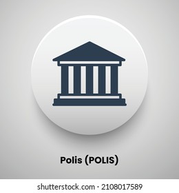 Creative block chain based crypto currency Polis (POLIS) logo vector illustration design. Can be used as currency icon, badge, label, symbol, sticker and print background template