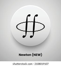 Creative block chain based crypto currency Newton (NEW) logo vector illustration design. Can be used as currency icon, badge, label, symbol, sticker and print background template