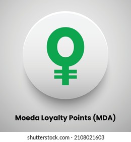 Creative block chain based crypto currency Moeda Loyalty Points  (MDA) logo vector illustration design. Can be used as currency icon, badge, label, symbol, sticker and print background template