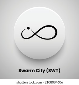 Creative block chain based crypto currency Swarm City (SWT) logo vector illustration design. Can be used as currency icon, badge, label, symbol, sticker and print background template