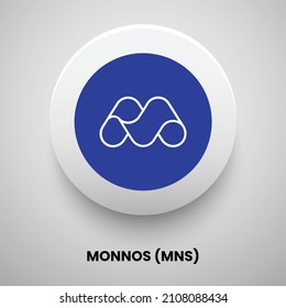 Creative block chain based crypto currency MONNOS (MNS) logo vector illustration design. Can be used as currency icon, badge, label, symbol, sticker and print background template
