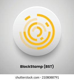 Creative block chain based crypto currency BlockStamp (BST) logo vector illustration design. Can be used as currency icon, badge, label, symbol, sticker and print background template