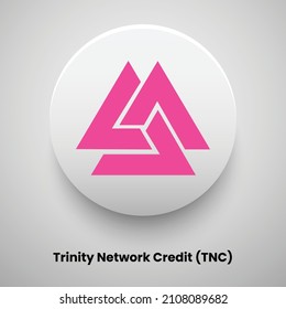 Creative block chain based crypto currency Trinity Network Credit (TNC) logo vector illustration design. Can be used as currency icon, badge, label, symbol, sticker and print background template