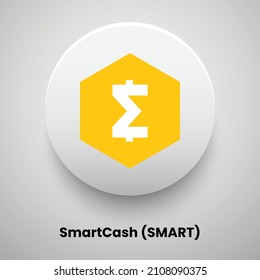 Creative block chain based crypto currency SmartCash (SMART) logo vector illustration design. Can be used as currency icon, badge, label, symbol, sticker and print background template