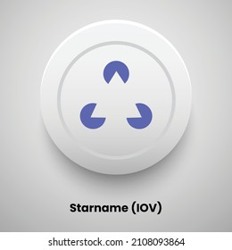Creative block chain based crypto currency Starname (IOV) logo vector illustration design. Can be used as currency icon, badge, label, symbol, sticker and print background template