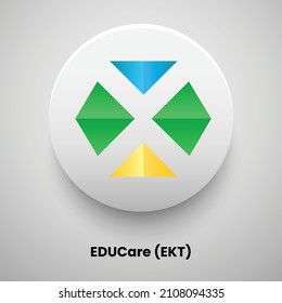 Creative block chain based crypto currency EDUCare (EKT) logo vector illustration design. Can be used as currency icon, badge, label, symbol, sticker and print background template