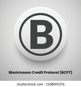 Creative block chain based crypto currency Blockmason Credit Protocol (BCPT) logo vector illustration design. Can be used as currency icon, badge, label, symbol, sticker and print background template