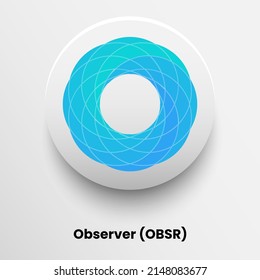 Creative block chain based crypto currency Observer (OBSR) logo vector illustration design. Can be used as currency icon, badge, label, symbol, sticker and print background template