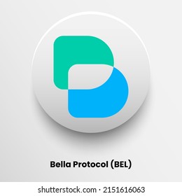 Diseño de ilustración vectorial del logotipo Bella Protocol (BEL) basado en la criptografía de la cadena de bloques creativa. Puede utilizarse como icono, insignia, etiqueta, símbolo, etiqueta y plantilla de fondo de impresión