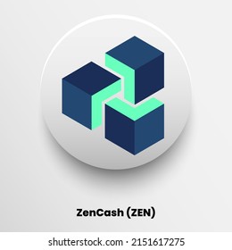 Creative block chain based crypto currency ZenCash (ZEN) logo vector illustration design. Can be used as icon, badge, label, symbol, sticker and print background template