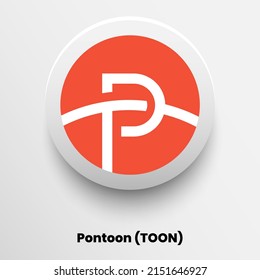 Creative Block Chain Based Crypto Currency Pontoon (TOON) Logo Vector Illustration Design. Can Be Used As Icon, Badge, Label, Symbol, Sticker And Print Background Template