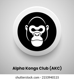 Creative block chain based crypto currency Alpha Kongs Club (AKC) logo vector illustration design. Can be used as currency icon, badge, label, symbol, sticker and print background template svg