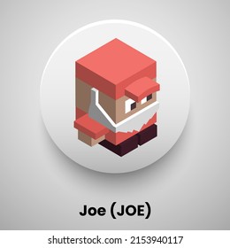 Creative block chain based crypto currency Joe (JOE) logo vector illustration design. Can be used as currency icon, badge, label, symbol, sticker and print background template