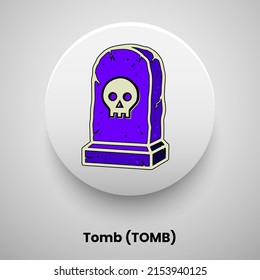 Creative block chain based crypto currency Tomb (TOMB) logo vector illustration design. Can be used as currency icon, badge, label, symbol, sticker and print background template