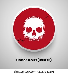 Creative block chain based crypto currency Undead Blocks (UNDEAD) logo vector illustration design. Can be used as currency icon, badge, label, symbol, sticker and print background template