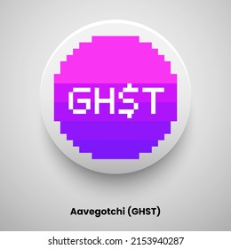 Creative block chain based crypto currency Aavegotchi (GHST) logo vector illustration design. Can be used as currency icon, badge, label, symbol, sticker and print background template svg