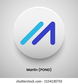 Creative block chain based crypto currency Marlin (POND) logo vector illustration design. Can be used as currency icon, badge, label, symbol, sticker and print background template